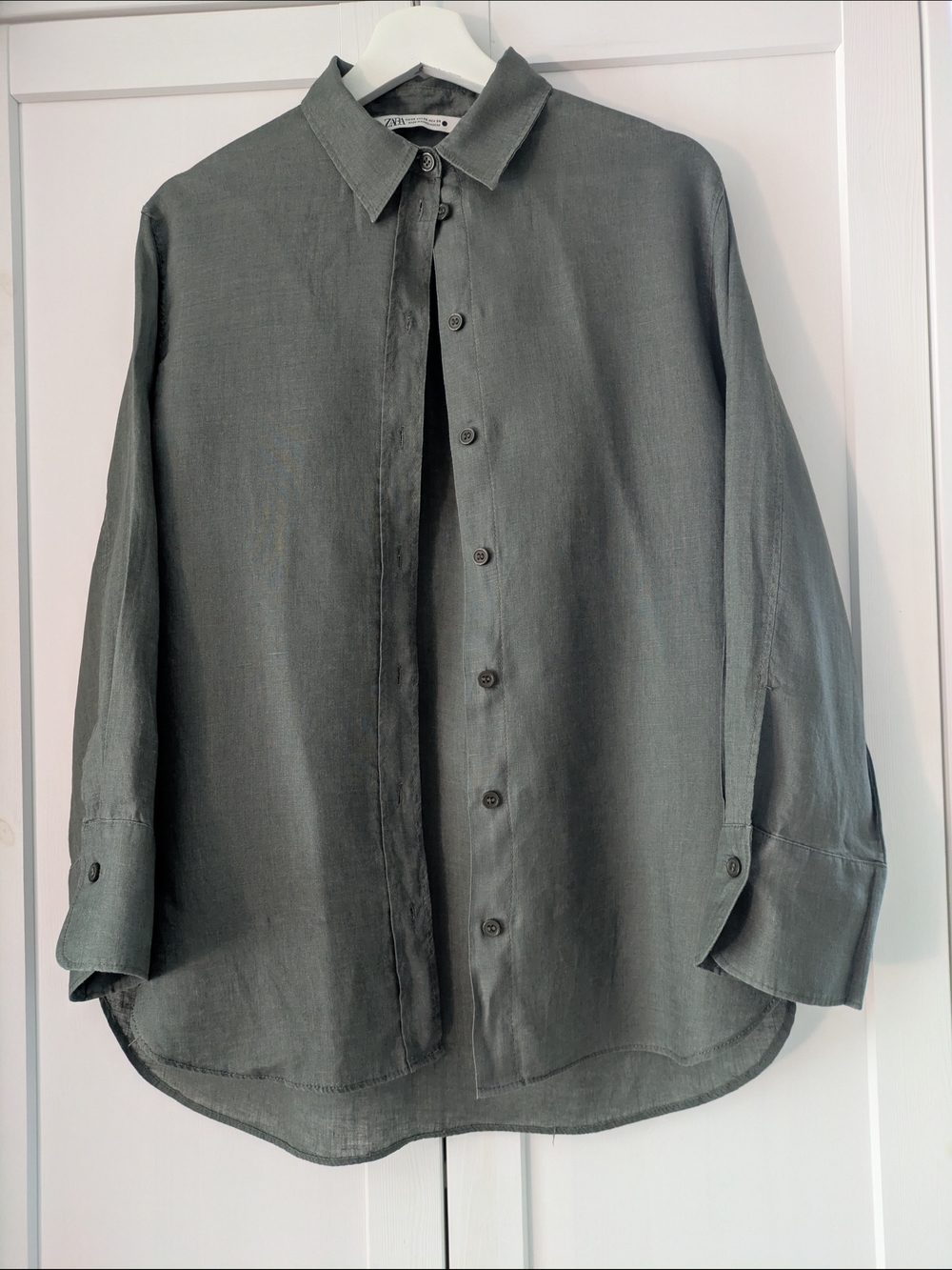 Zara 100% Linen Shirt Sage Green XS Oversized| Coastal|Vacation|Summer|Resort